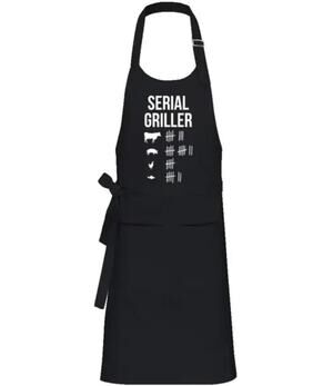 Serial Griller Barbecue Kitchen Apron Black Funny Cooking Dad Men's Chef Resto